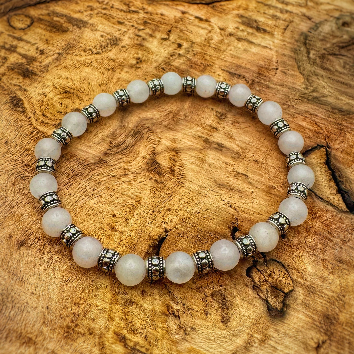 Rose Quartz and Silver Boho Women's Bracelet